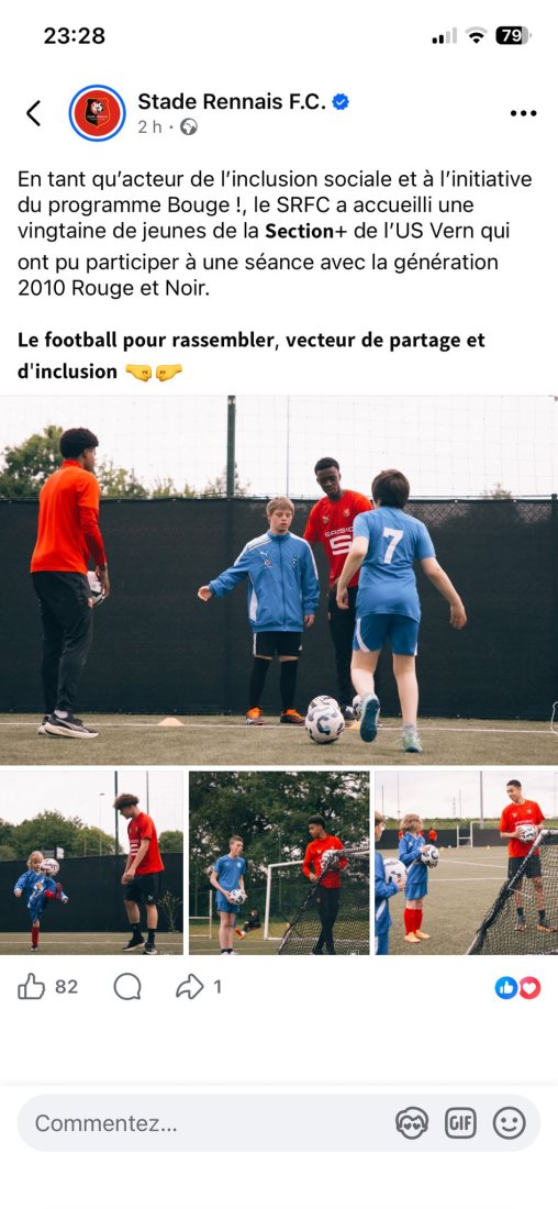 Entrainement avec le Stade rennais